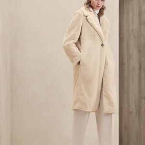 Banana Republic Beige Faux Fur Coat